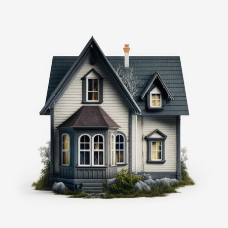 House isolated on white background. 3D illustration. 3D rendering.の素材