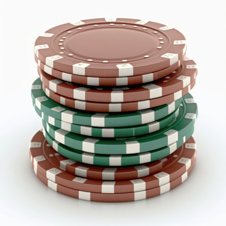 Poker chips isolated on white background. 3d render illustration.の素材