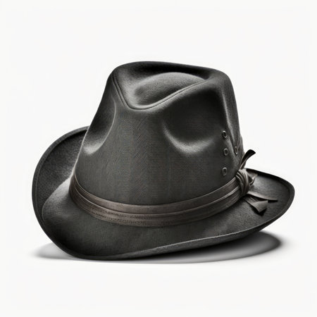 Black cowboy hat isolated on white background. 3d rendering illustration.の素材