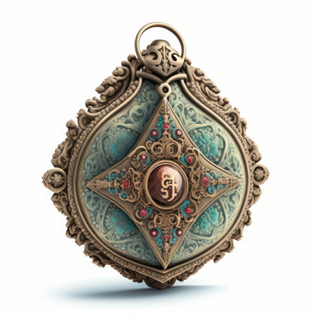 Vintage jewelry pendant isolated on white background. 3D illustration.の素材