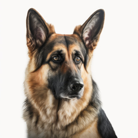 German shepherd dog portrait isolated on a white background. Studio shot.の素材