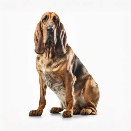 Portrait of a dog breed Rhodesian Ridgeback on a white backgroundの素材