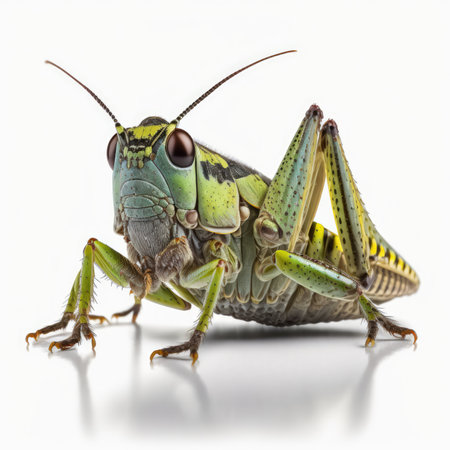 Grasshopper isolated on white background. Clipping path included.の素材