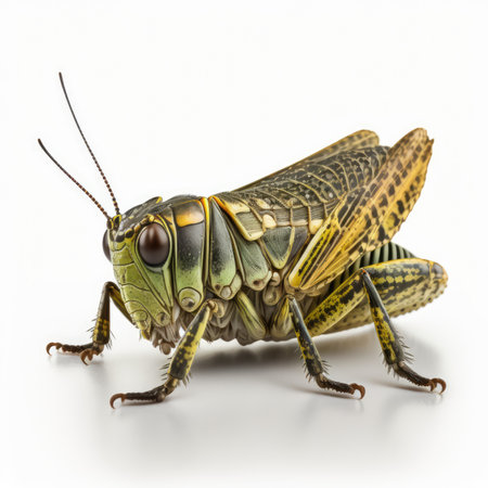 Grasshopper isolated on white background. Clipping path included.の素材