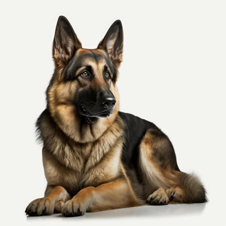 German Shepherd Dog Isolated on White Background. Studio Shot. Side View.の素材