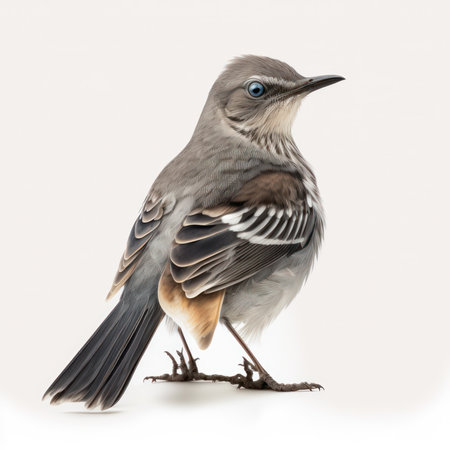 Mockingbird (Motacilla flava) isolated on white backgroundの素材
