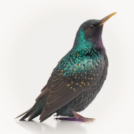 Starling (Sturnus vulgaris) isolated on white backgroundの素材