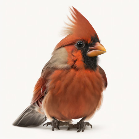 Male Northern Cardinal (cardinalis cardinalis) isolated on white backgroundの素材