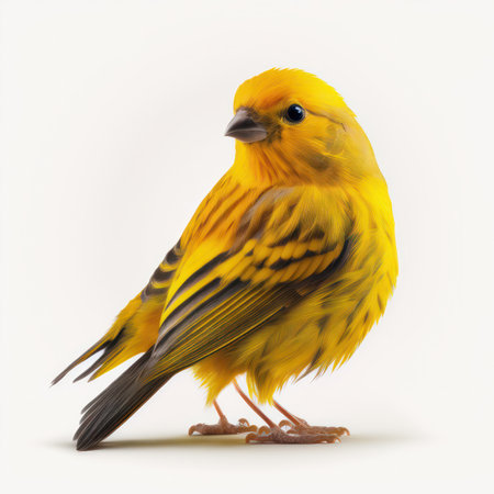 Yellow canary isolated on white background with clipping path. Canary bird.の素材