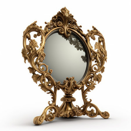 Antique mirror isolated on a white background. 3d render.の素材
