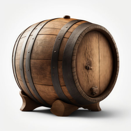 Wine barrel isolated on a white background. 3d rendering.の素材