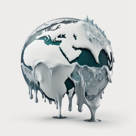 3d render of a globe covered with ice and icicles.の素材