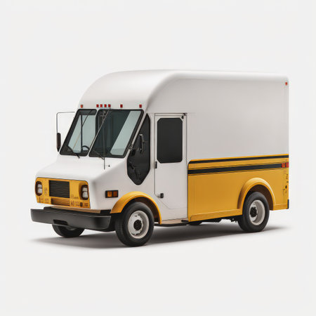 Modern commercial delivery van isolated on a white background with clipping path.の素材