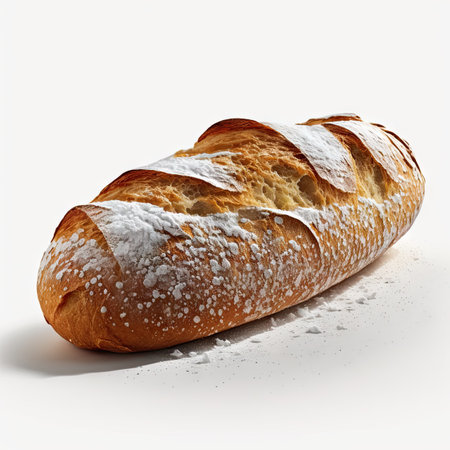 loaf of bread on a white background. 3d rendering.の素材