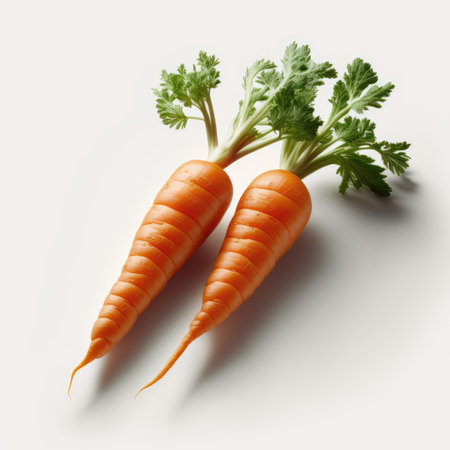Carrots with leaves isolated on white background. 3d illustration.の素材