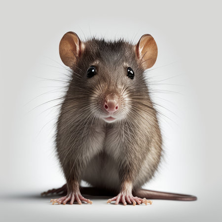 Rat isolated on gray background with clipping path. 3D illustration.の素材
