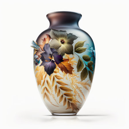 Vase with floral ornament on a white background. 3d renderingの素材