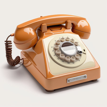 3d rendering of an old telephone on a white background with shadowの素材