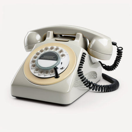 Retro telephone isolated on a white background. 3d render.の素材