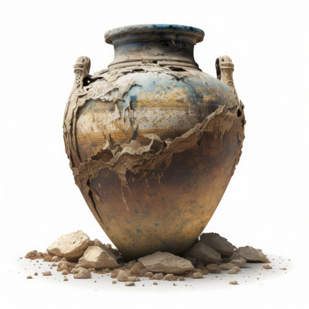 old clay vase isolated on a white background. 3d illustrationの素材