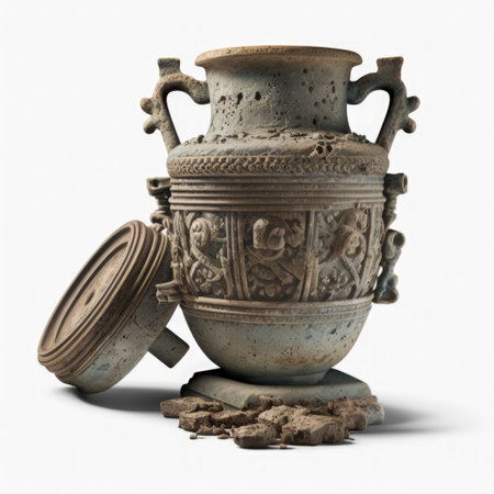 antique vase on a white background. 3d rendering.の素材