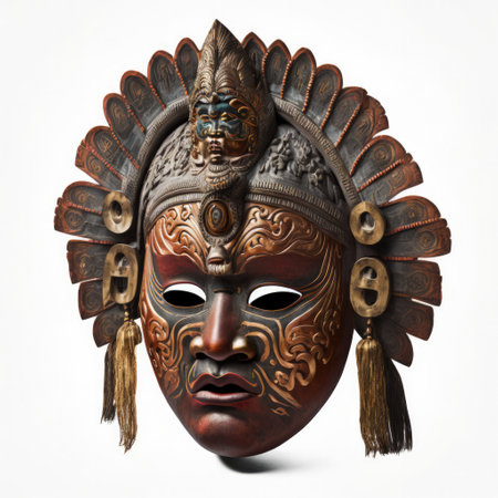 African mask isolated on a white background. 3d rendering illustration.の素材