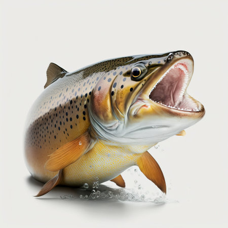 Rainbow trout isolated on a white background. 3D illustration.の素材