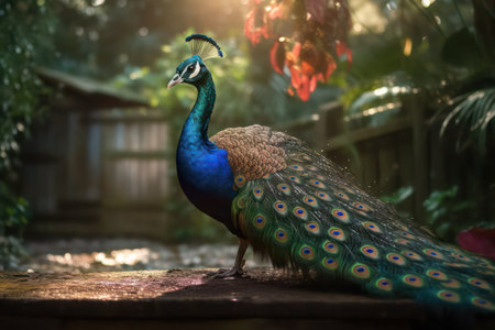 Peacock in the garden. Beautiful peacock in the park.の素材