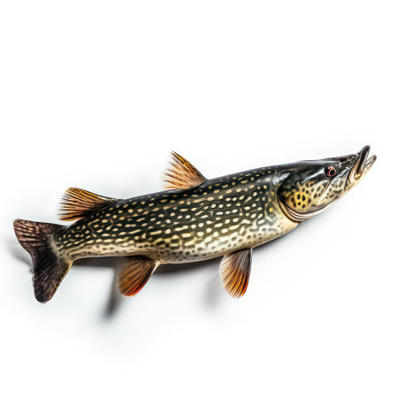 3D digital render of a big pike isolated on white backgroundの素材