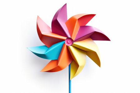 Colorful pinwheel isolated on white background. 3D illustration.の素材