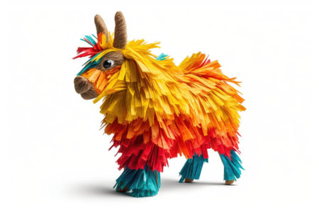 colorful plasticine alpaca isolated on a white background.の素材