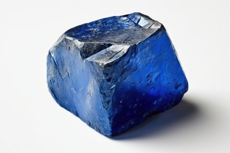 Blue sapphire on a white background, close-up.の素材