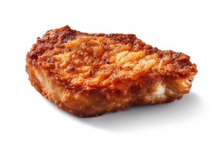 Tasty fried pork chop on white background, closeup of photoの素材