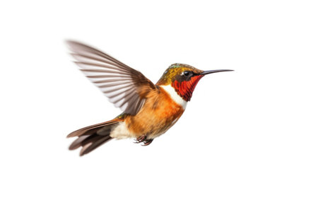 Male Ruby-throated Hummingbird (Rufous Hummingbird) isolated on white backgroundの素材