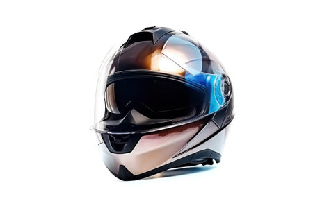 Motorcycle helmet isolated on a white background. 3d rendering.の素材