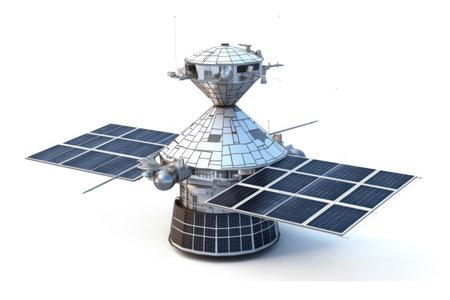 3D Illustration of a Space Station isolated on a white backgroundの素材