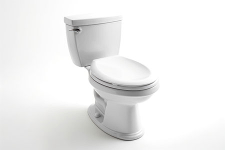 toilet bowl isolated on white background. 3d render illustration.の素材