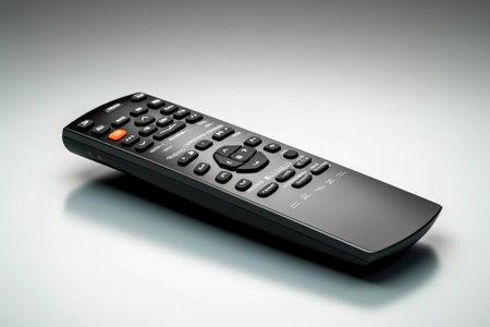 TV remote control on a white background. 3d rendering. Computer digital drawing.の素材