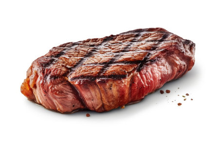 Delicious grilled steak on white background, top view. Barbecue foodの素材