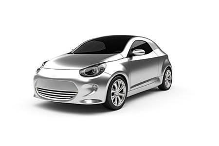 Modern car on a white background. 3d rendering. Side view.の素材