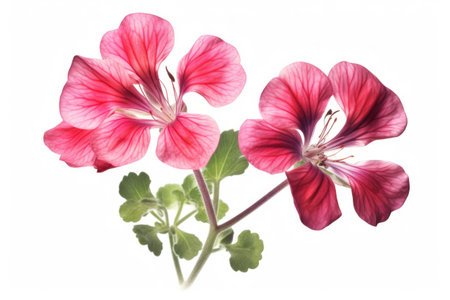 Pink geranium flowers isolated on white background. Close-up.の素材