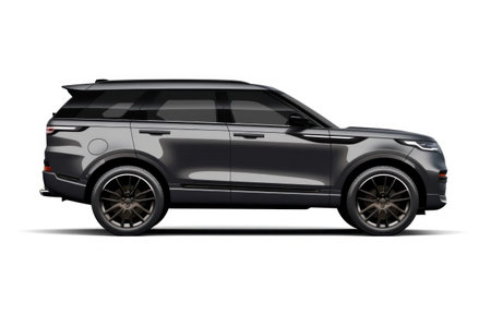Modern black SUV for work and family on a white background with shadowの素材