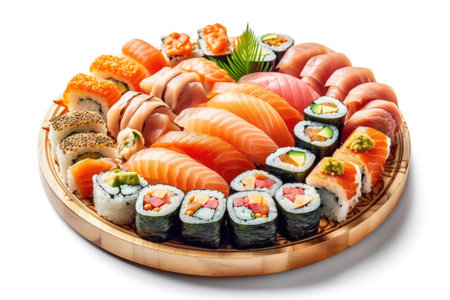 Sushi Set - Different Types of Maki Sushi and Nigiri Sushi Roll with Salmon, Eel, Tuna and Eelの素材