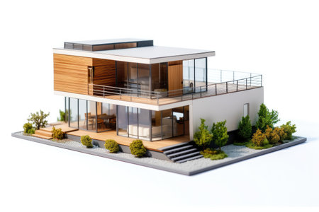 House model isolated on a white background. 3d render illustration.の素材