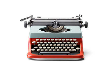 Retro typewriter isolated on white background. 3d illustration.の素材