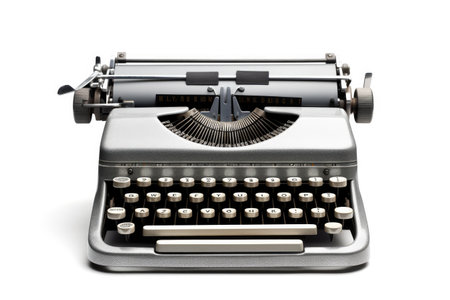 Retro typewriter isolated on white background. 3d illustration.の素材