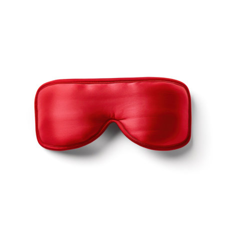 Red sleep mask isolated on white background. 3d illustration. Top view.の素材