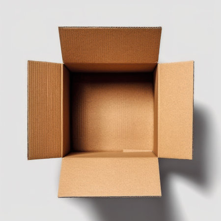 top view of open cardboard box on white background, 3d renderingの素材