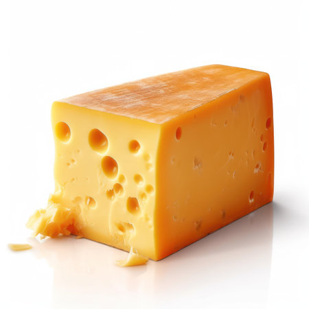 Cheese collection, piece of gouda cheese isolated on white backgroundの素材