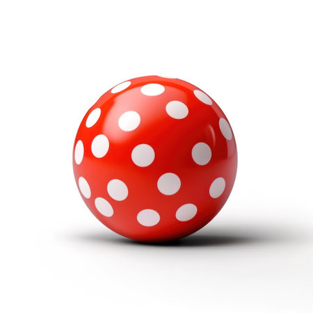 Red polka dot ball isolated on white background. 3d renderの素材